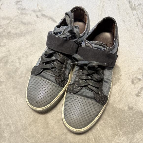Lanvin Men’s Leather Luxury Blue Gray Sneakers Authentic Made in Italy Size 8 main image 11